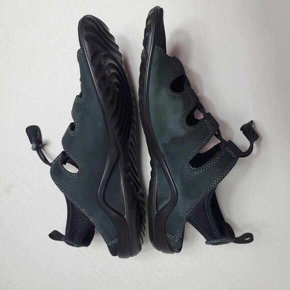 Ecco Black Nubuck Speed Lace Up Flat Sandals Size EU 39 US 8 - Picture 4 of 8